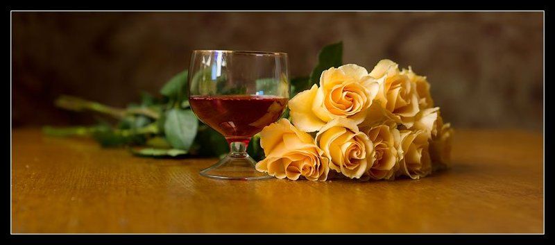 цветы, розы,вино Вечер фото превью