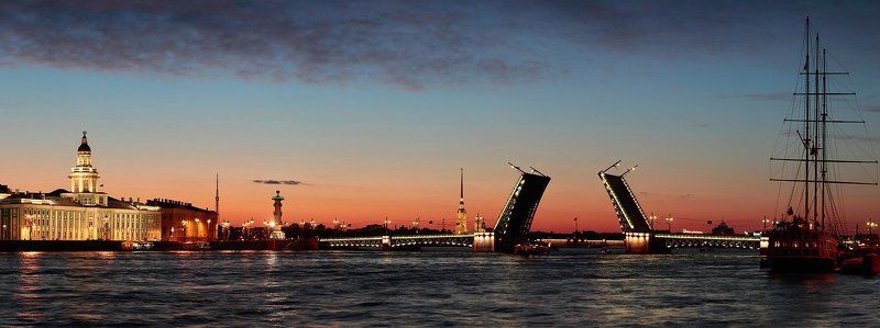 город, санкт-петербург, ночь, нева Классика фото превью