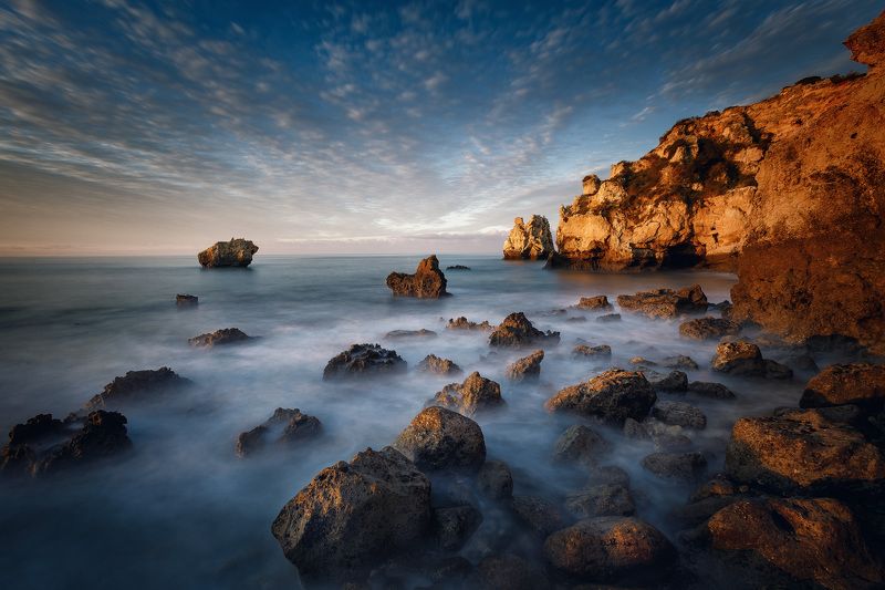 Албуфейра, Берег, Океан, Пейзаж, Природа, Рассвет *** фото превью