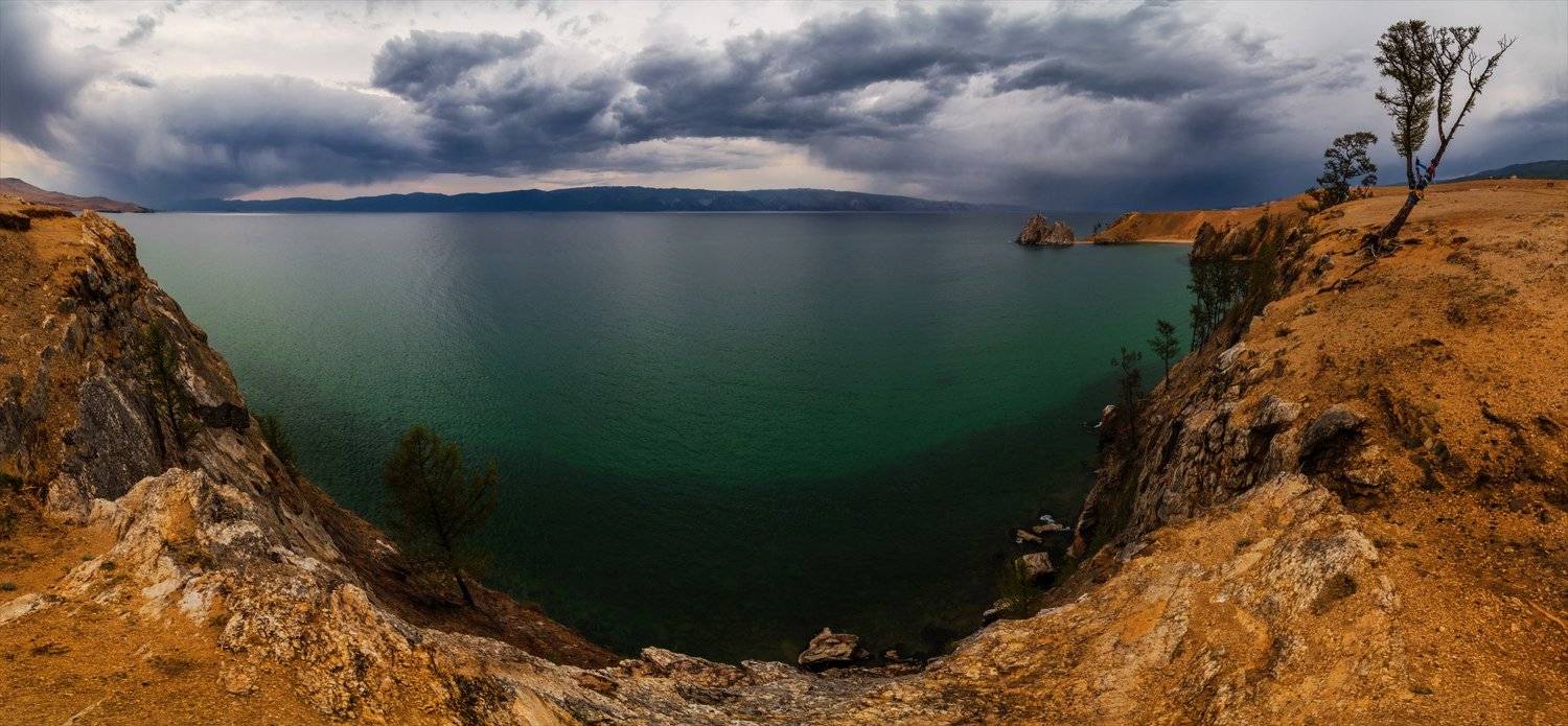 Байкал, Берег, Лето, Небо, Озеро, Ольхон, Остров, Пейзаж, Природа, Сибирь, Скалы, Альберт Беляев