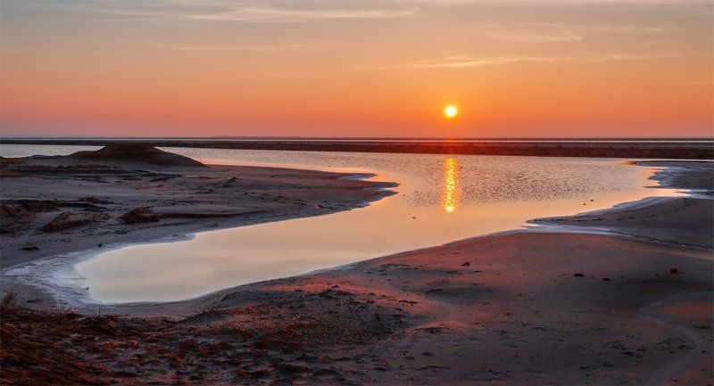 Баскунчак, Весна, Восход, Озеро, Пейзаж, Природа, Рассвет, Солнце, Утро  фото превью