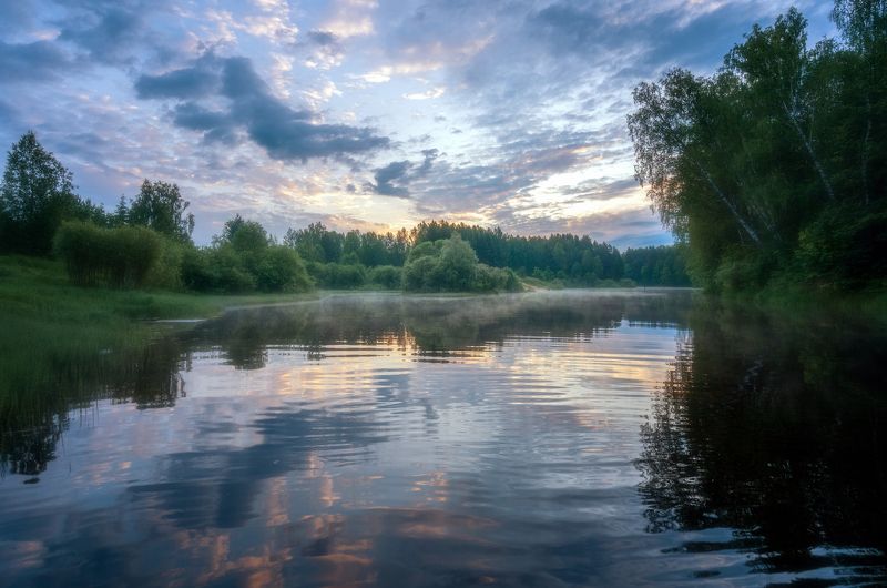 лето река рассвет Керженец. Рассвет. фото превью