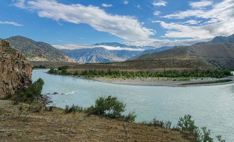 пейзаж, горы, река, Горный Алтай На берегу Катуни фото превью