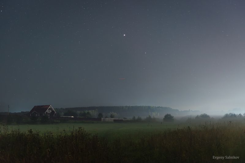 ночь август звезды звездное небо северное сияние туман Туманная ночь августа фото превью