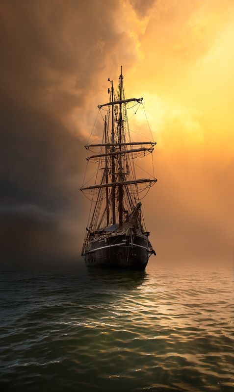 sailship, ocean, clouds, storm Looming Storm фото превью