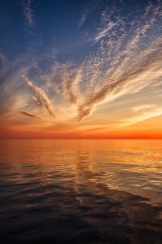 охотское море, вечер, закат, штиль, лето red horizon фото превью