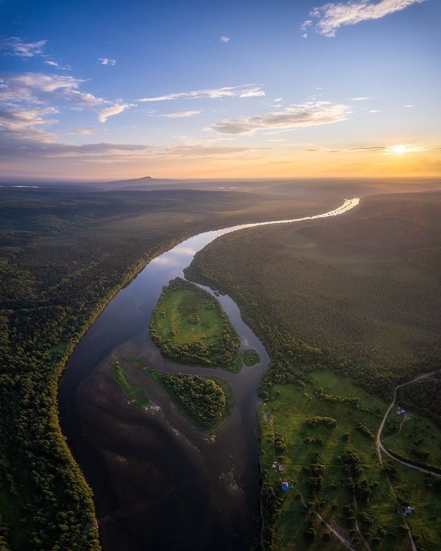 пермский край, пейзаж, закат, красота природы, поле, лето, облака, природа, дикая природа, вишера, лес, говорливое Течение Вишеры фото превью