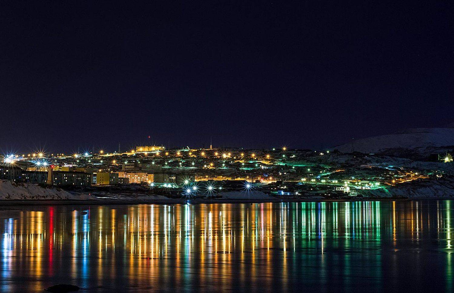 море, огни, город, ночь, небо, ноябрь, осень, Евгений Труфанов