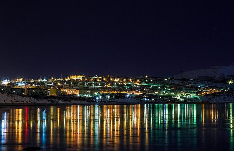 море, огни, город, ночь, небо, ноябрь, осень Огни маленького города фото превью