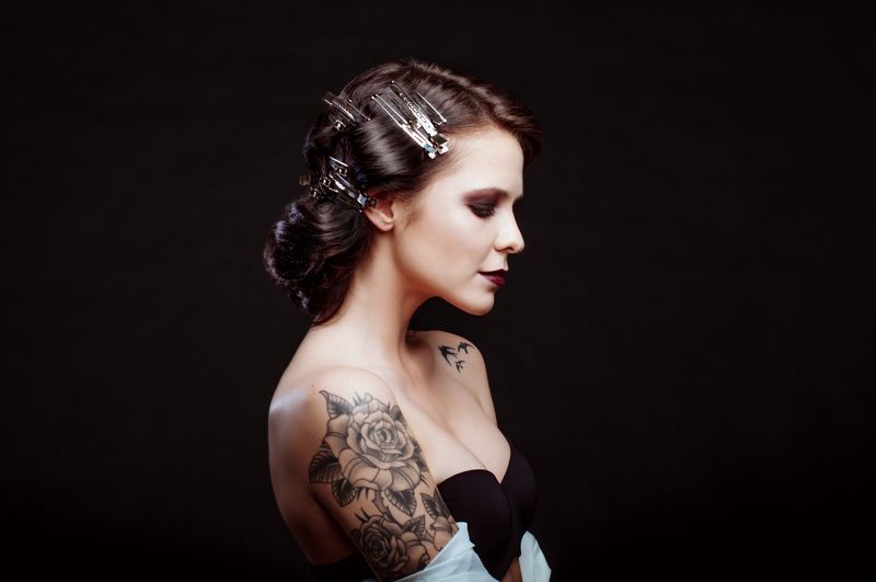 beautiful, beauty, black, eyes, face, girl, hair, model, studio Beautiful фото превью