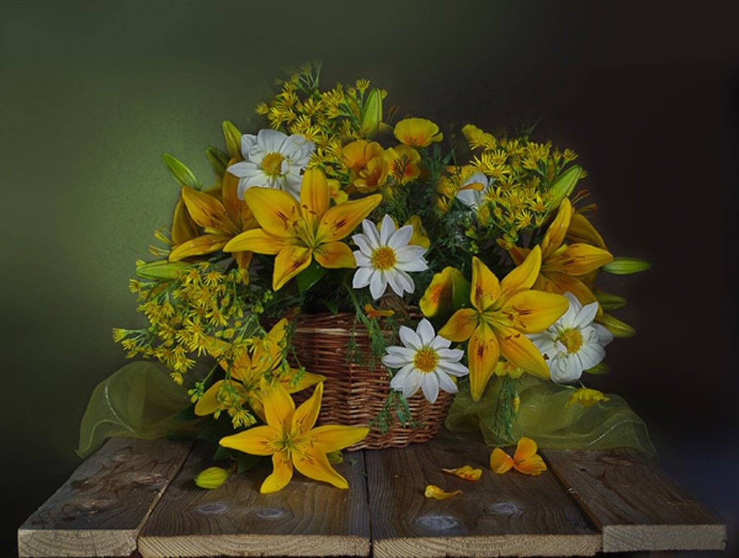 Букет, Георгины, Лилии, Натюрморт с цветами, Цветы, Вера Павлухина