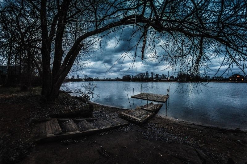 берег волга волны след вечер пеленг фишай ### фото превью