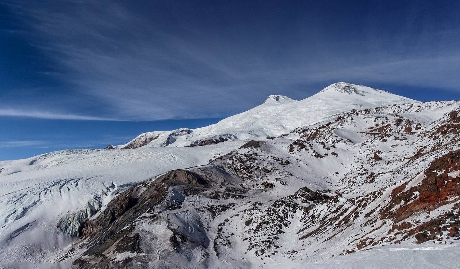 Горы, Эльбрус, Кавказ, зима, снег, небо, Павел Попов