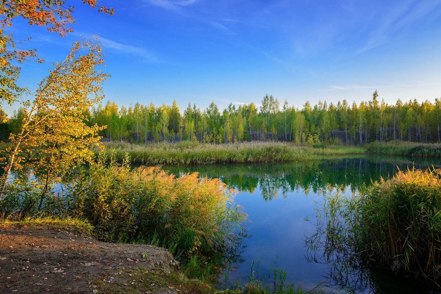 осень сентябрь озеро закат, Владислав Никишин