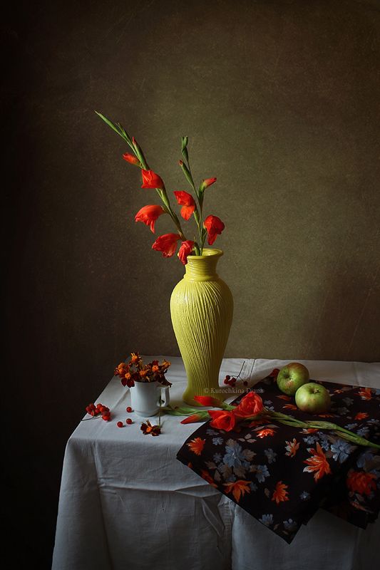 натюрморт, цветы, гладиолусы  фото превью