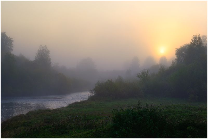 пейзаж, восход, река, туман, солнце, вода Утро на реке фото превью