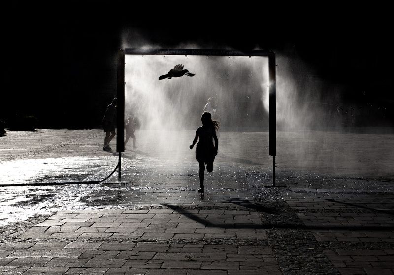 Black & White, girl, child, water, city, light water joy life... фото превью