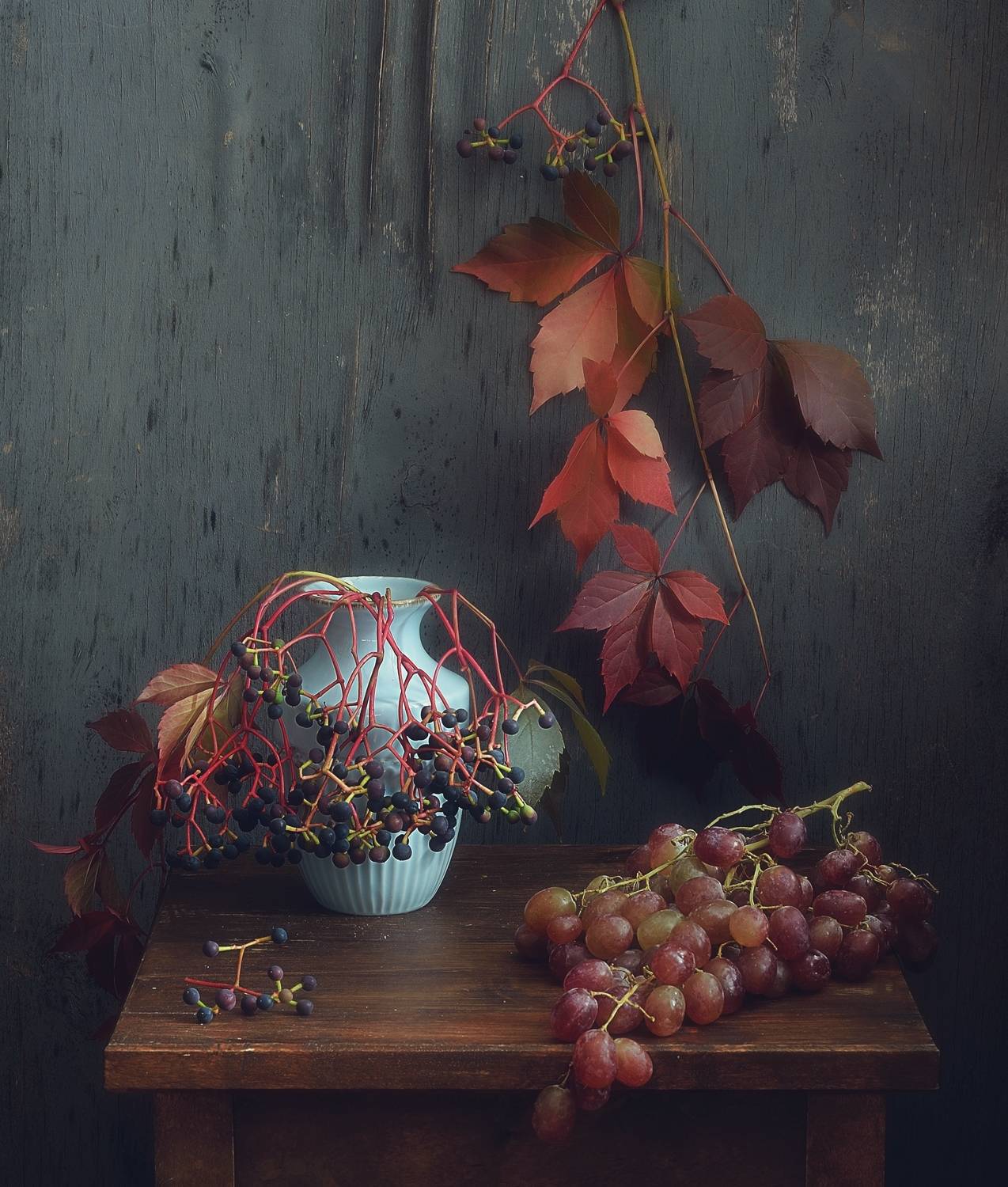 натюрморт,виноград,осень,ваза, Наталия К