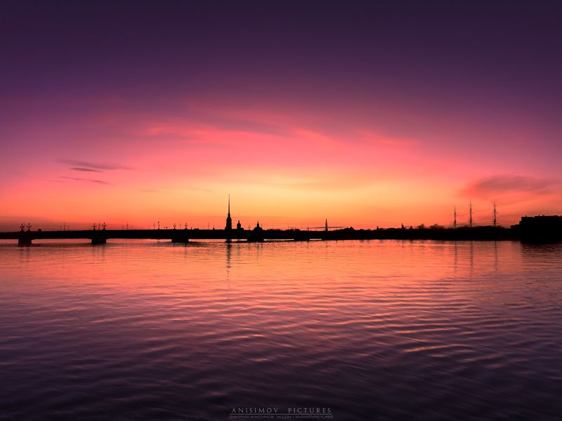 закат, пейзаж, архитектура, санкт-петербург Спокойствие апрельской Невы фото превью