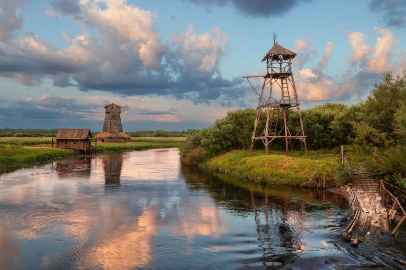 мельница облака река Урочище Лосковское фото превью
