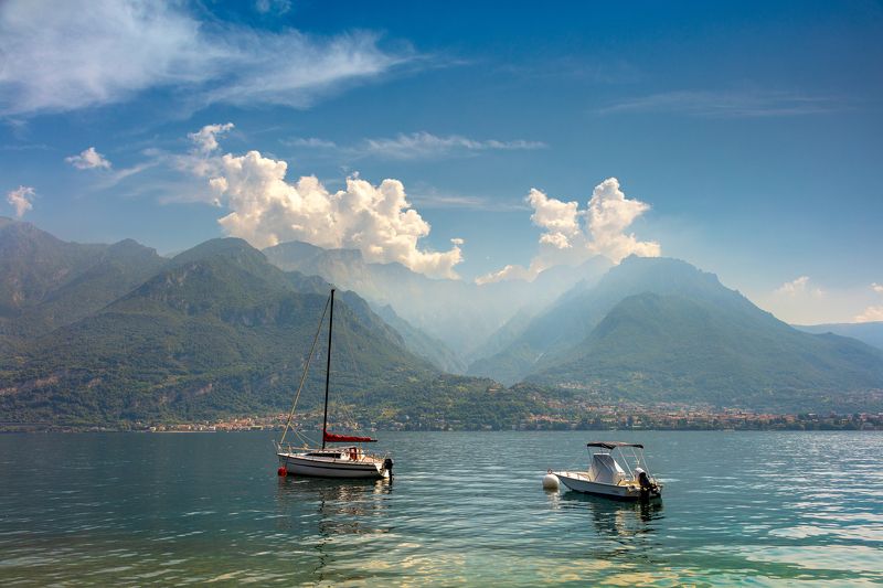 alps, mountains, italy, summer, see, sunset, garda, lake, yacht, sailboat Garda фото превью