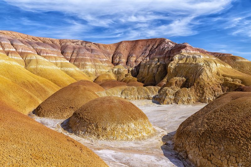 Пейзаж, Казахстан, пустыня, горы, меловые горы, небо, песок, глина, структура, рельеф, геология, мел, Улытау Слои фото превью