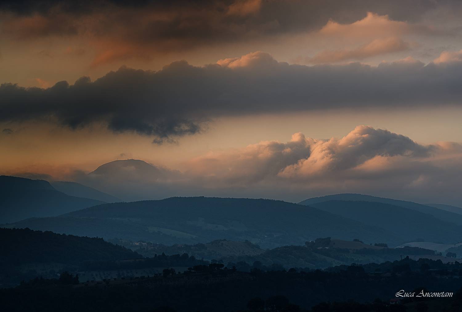 landscape marche region italy sunset clouds mc hills, Anconetani Luca