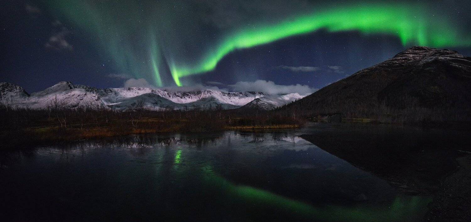 Aurora borealis, Заполярье, Кольский п-ов, Малый вудъявр, Север, Северное сияние, Хибины, Роман Горячий