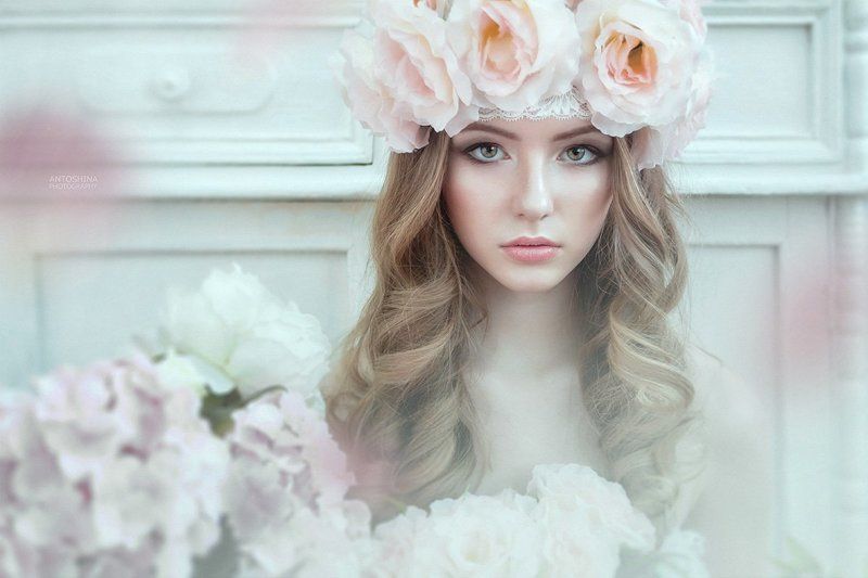 portrait, beauty, flowers, портрет, цветы *** фото превью