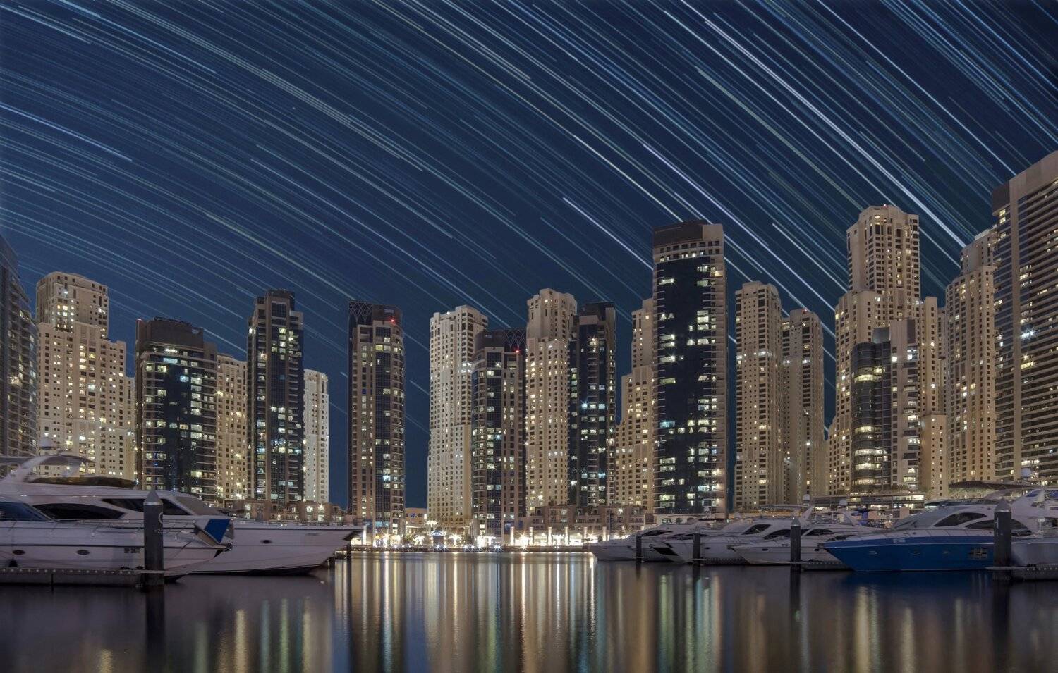 Dubai, Long exposure, Marina, Night, Stars, Startrialis, Jacek