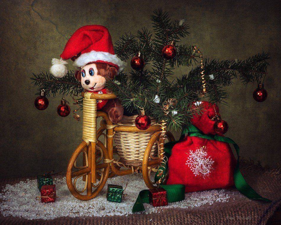 натюрморт, Новый год, обезьяна, Ирина Приходько