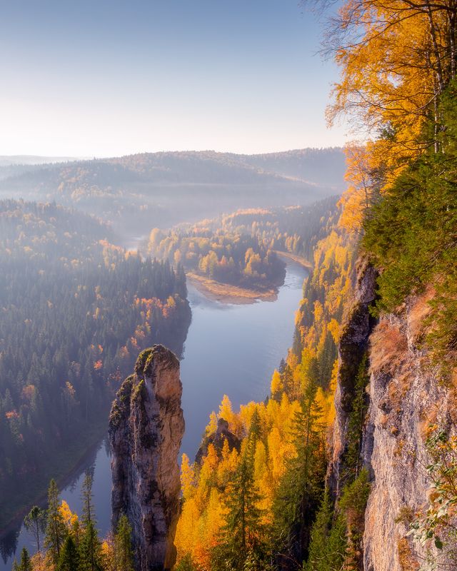 утро осень усьва пермский край Золотая осень на Усьвинских столбах фото превью