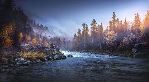 Осень на реке Казыр. Кузбасс