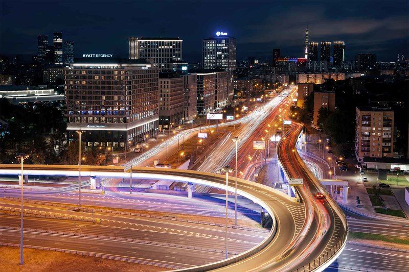 ленинградский проспект, москва, ттк, вечерний город, развязка Пересечение ТТК и Ленинградского проспекта фото превью