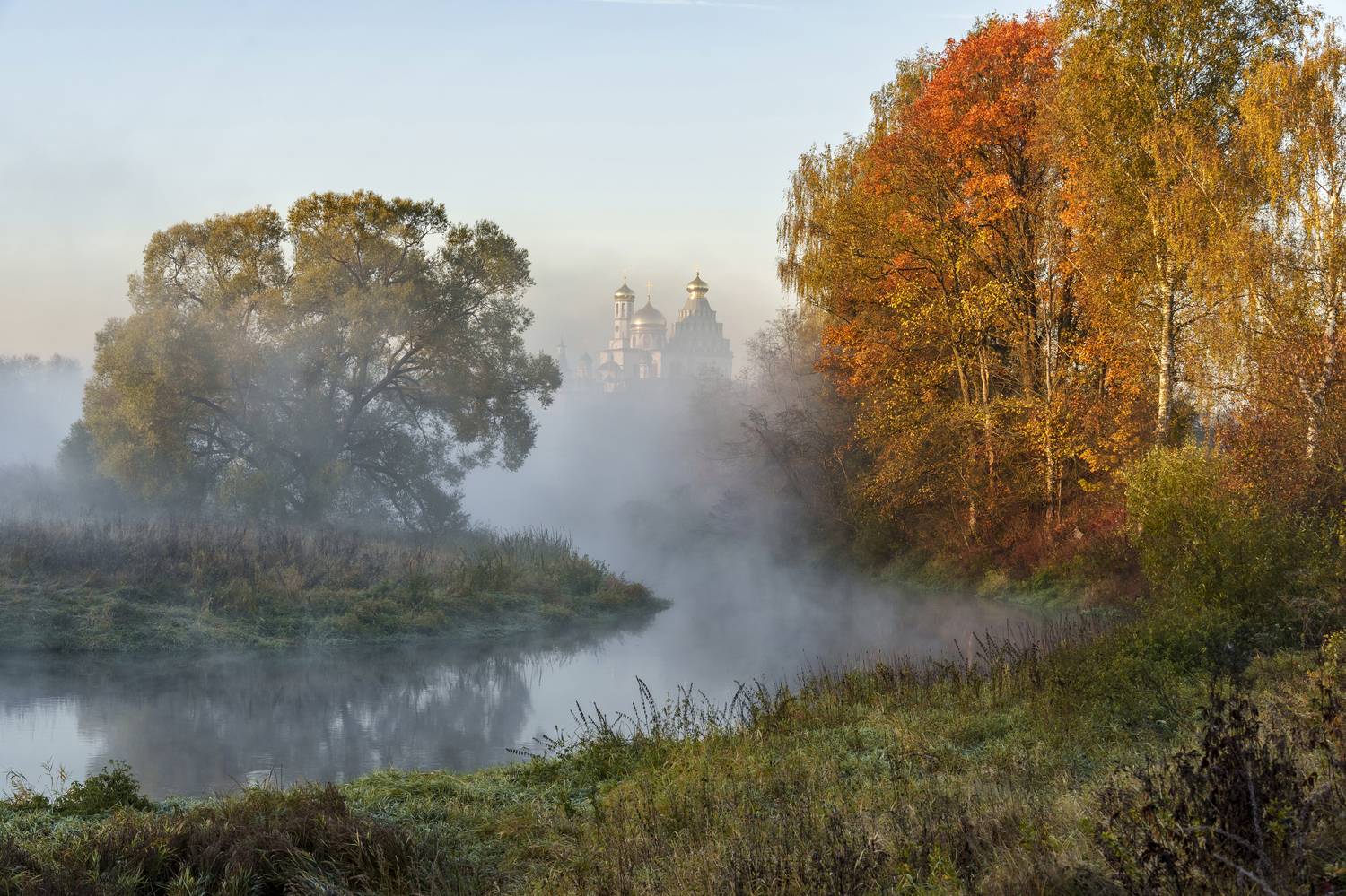 истра, осень, рассвет, река, туман, Добродий Михаил