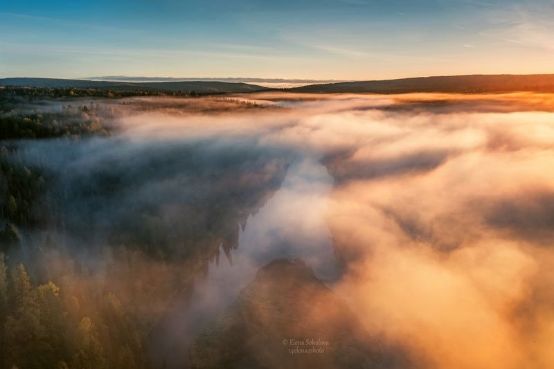 усьвинские столбы, осень, туман, утро, рассвет, усьва Великолепный рассвет на Усьвинских столбах фото превью