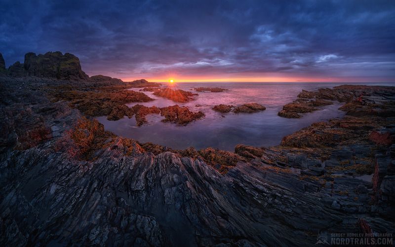 север, мурманск, териберка, хибины, рыбачий, кандалакша, северное сияние Закат на полуострове Рыбачий фото превью