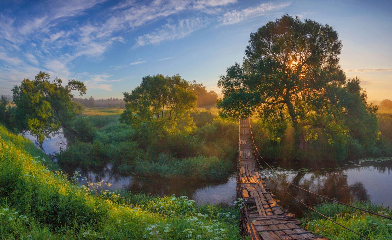 лето. река, мостик, Свистков Александр
