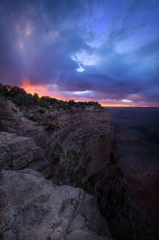 grand canyon, sunset, clouds, rocks, cliff,  Southern Rim фото превью