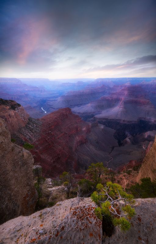Grand Canyon, sunset, clouds, Misty sunset фото превью