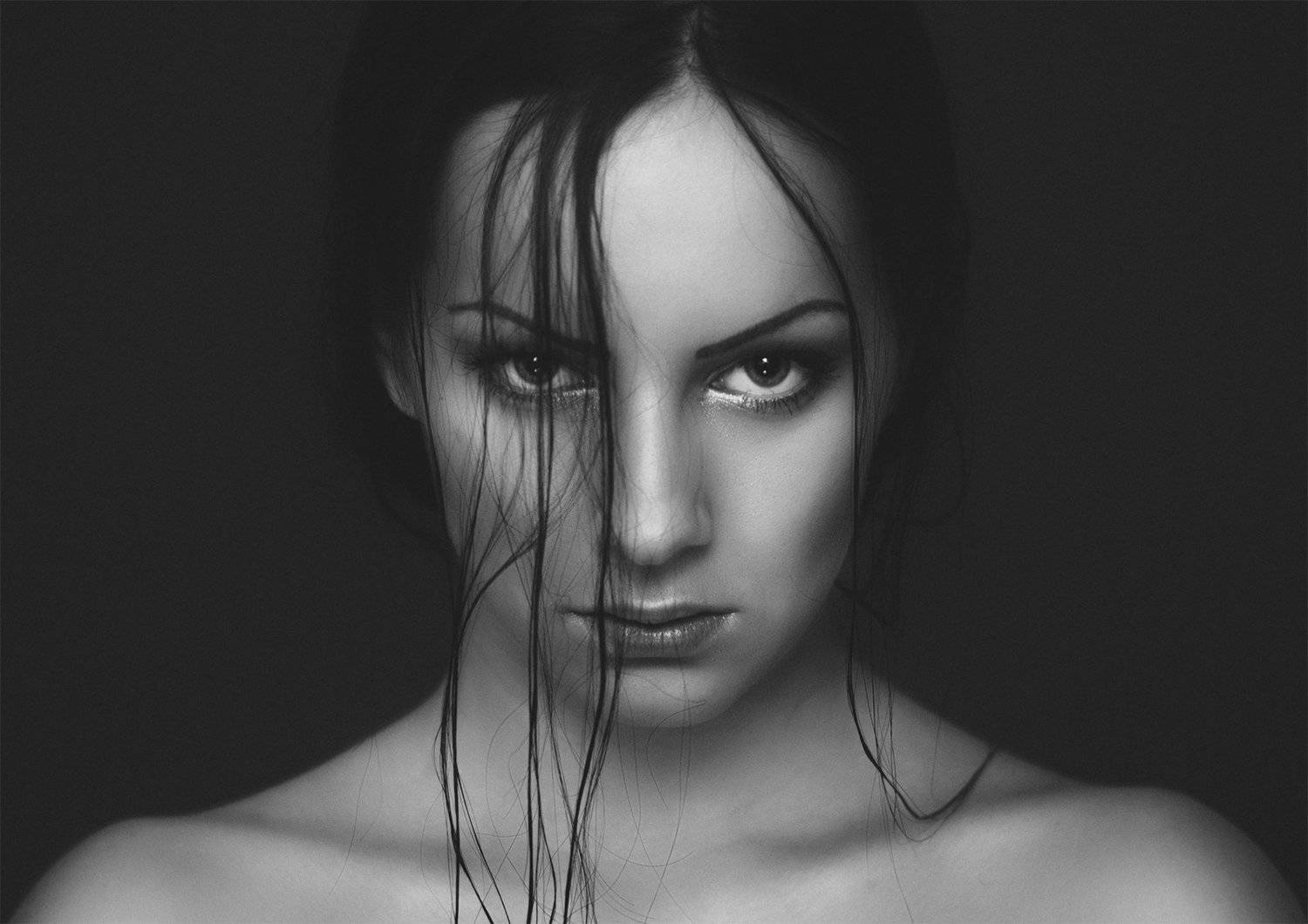 beaiutiful, beauty, black and white, face, jozefkiss.com, photography, portrait, pretty, silvia, symmetry, vajdova, Jozef Kiss