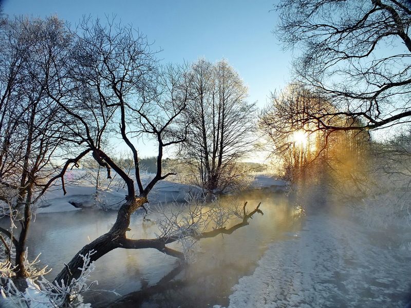 река Свислочь, утро Январское утро фото превью