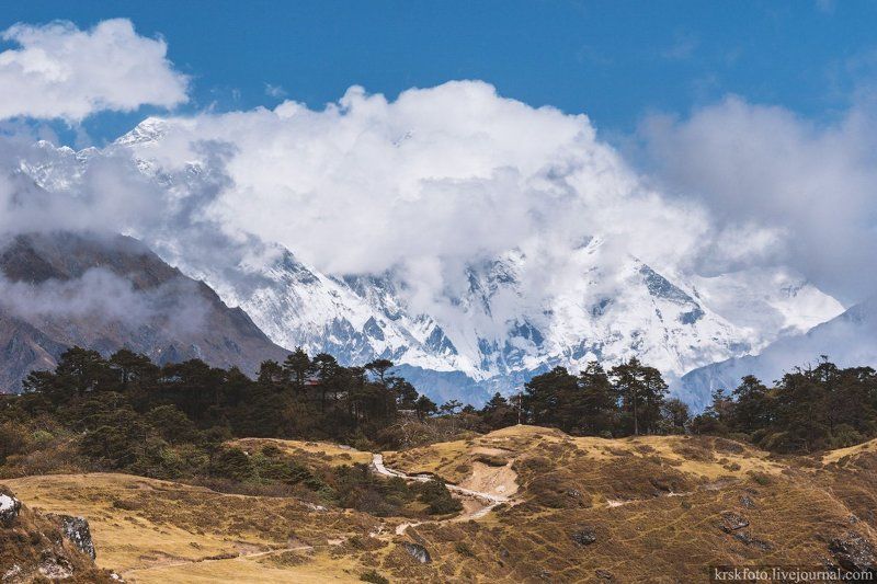 Эверест, Нупцзе, Лхоцзе, горы, облака, гимали, непал Гималаи фото превью
