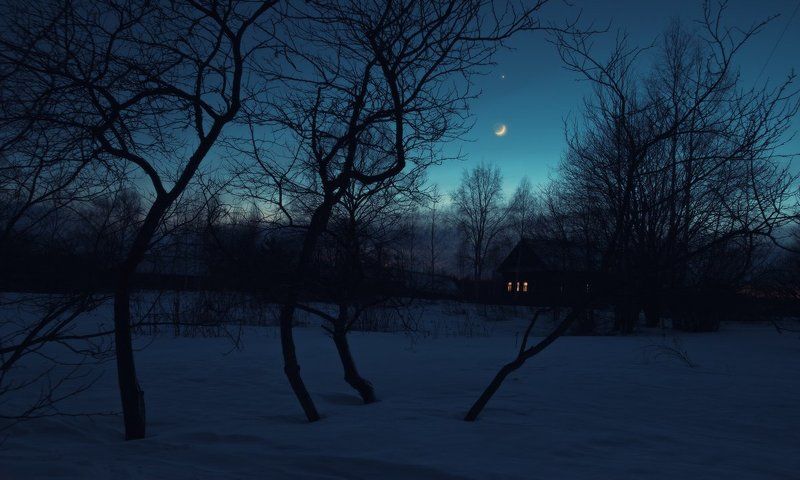 Кострома, зима, дер. Медведево Месяц заглянул на огонек... фото превью