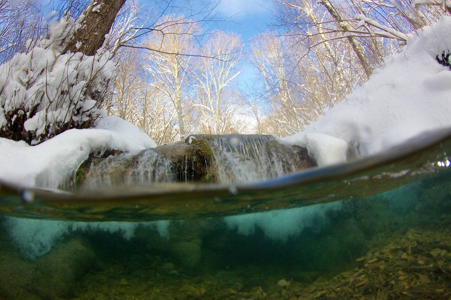 Водопад, Зима, Река, Снег, Сплит, Никифоров Егор