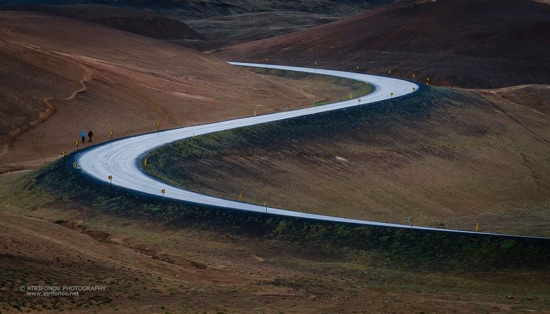 Iceland, road, travel, North Iceland, people, walking, future, lines, S- line, rainy, Namascard On the road фото превью
