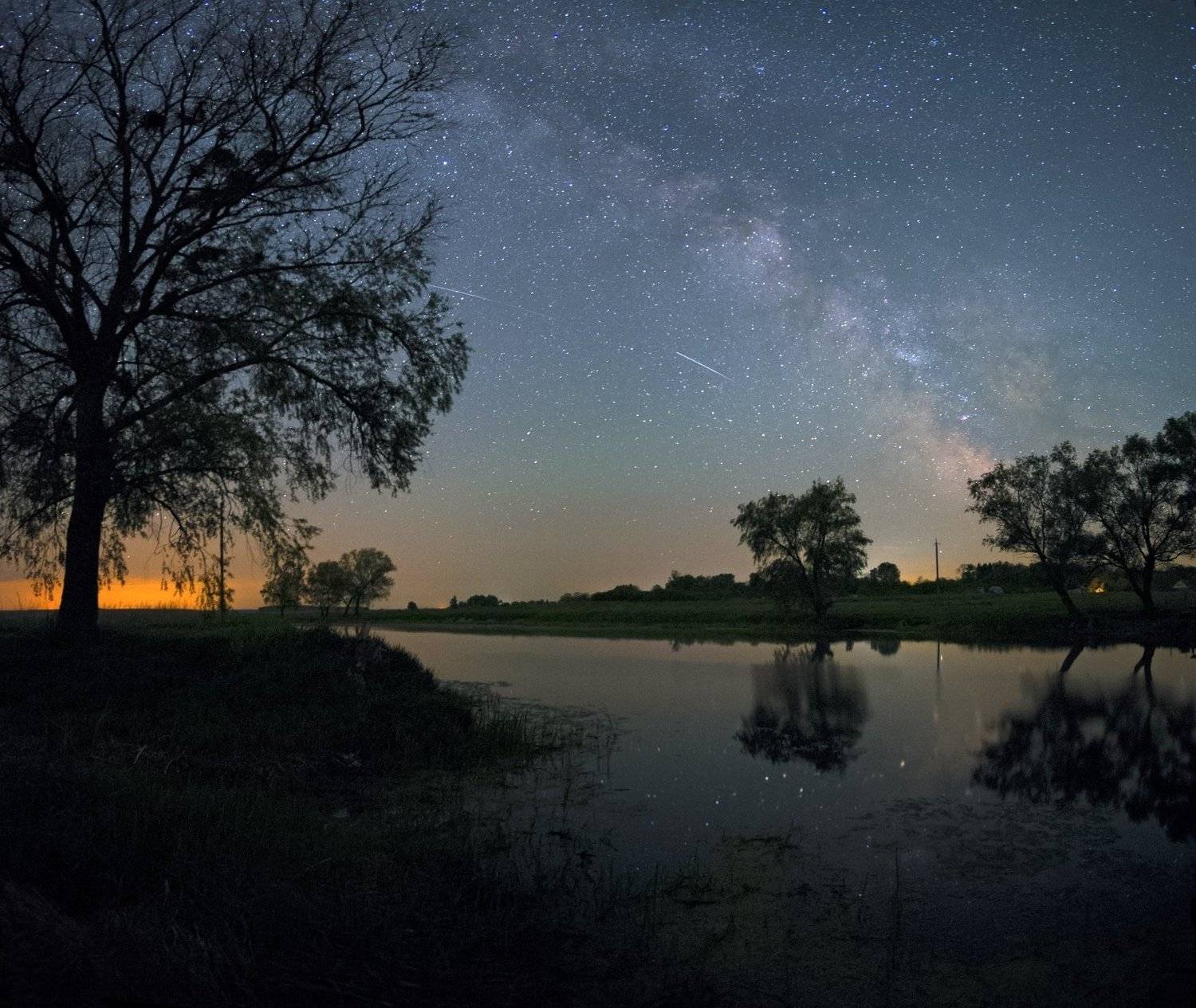 night, stars, Milky way, river, summer, Валентин Гайдай