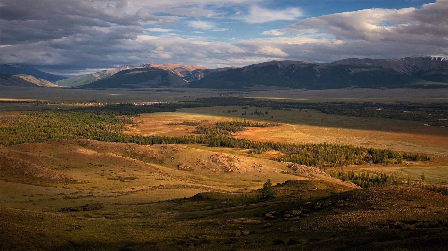 алтай, курайская котловина, вечер, alos