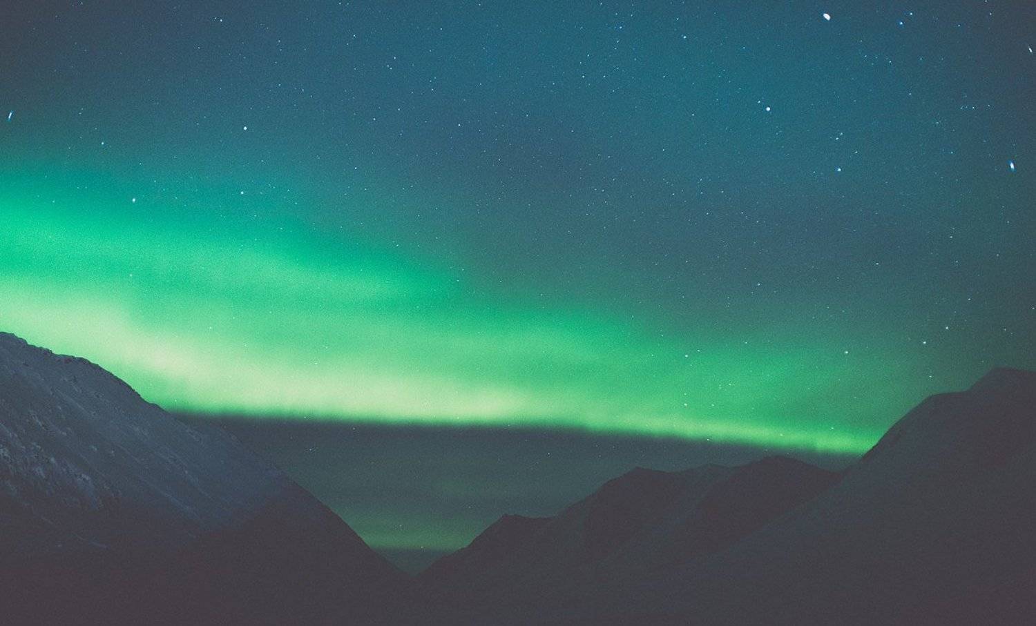 северное сияние, ночь, звезды, горы, снег, Евгений Труфанов