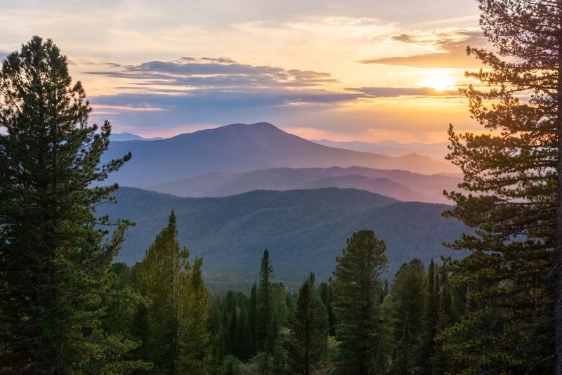 закат по дороге на каракольские озера Закат в горах Алтая фото превью